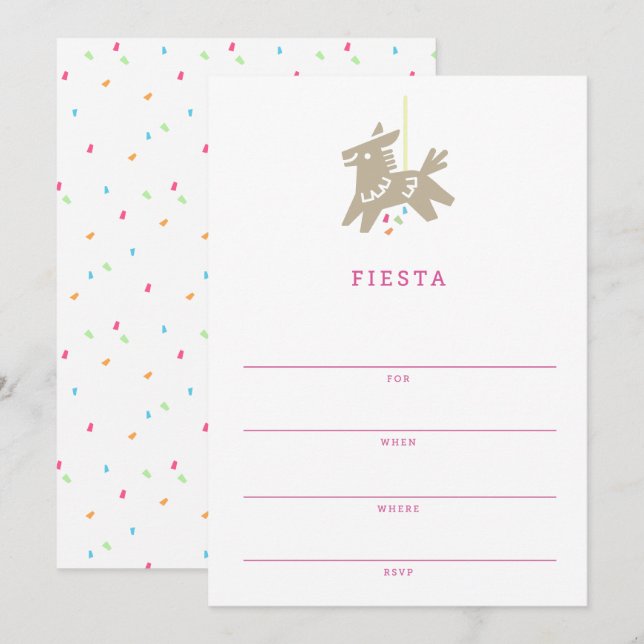 Fiesta Piñata | Skriva-I ungepartyinbjudan Inbjudningar (Fram/baksida)