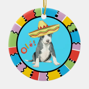 Fiesta Pit Bull Terrier Julgransprydnad Keramik