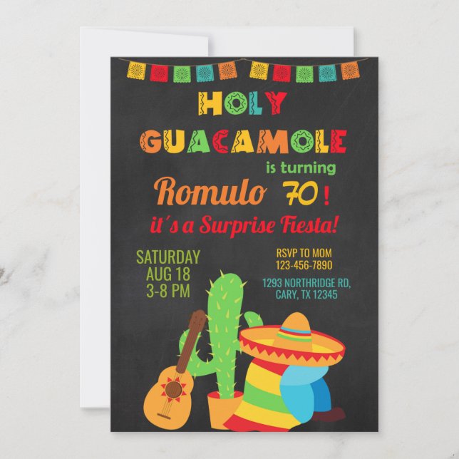 Fiesta-pojke/manlig födelsedag, vilken ålder som h inbjudningar (Framsida)