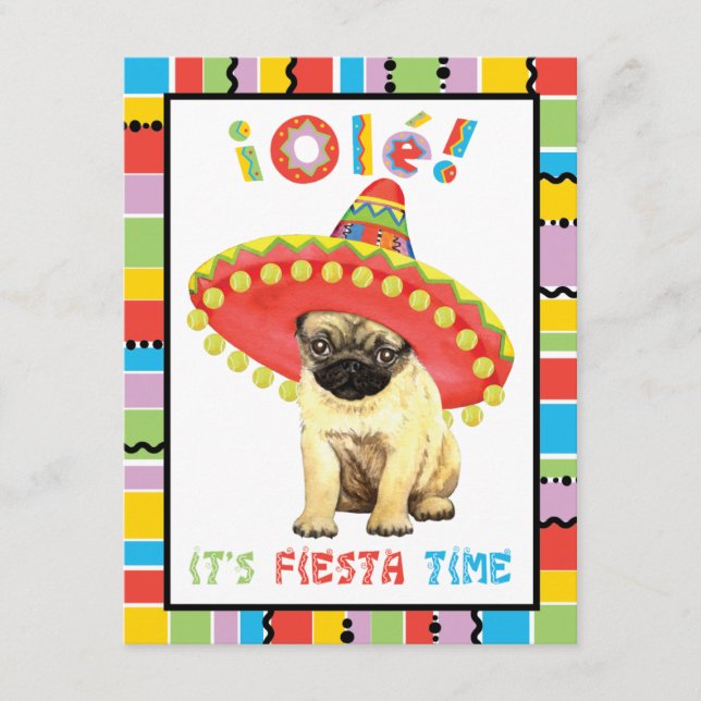 Fiesta Pug Inbjudningar (Framsida)