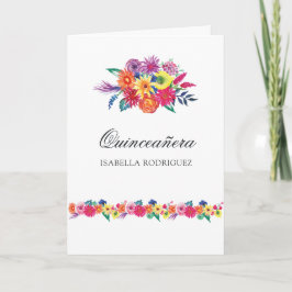 Fiesta Quinceañera Photo Watercolor Blommigt Inbjudan
