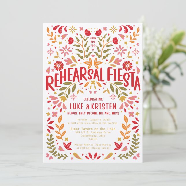 Fiesta Rehearsal Dinner - Luke och Kris Inbjudningar (Stående Fram)