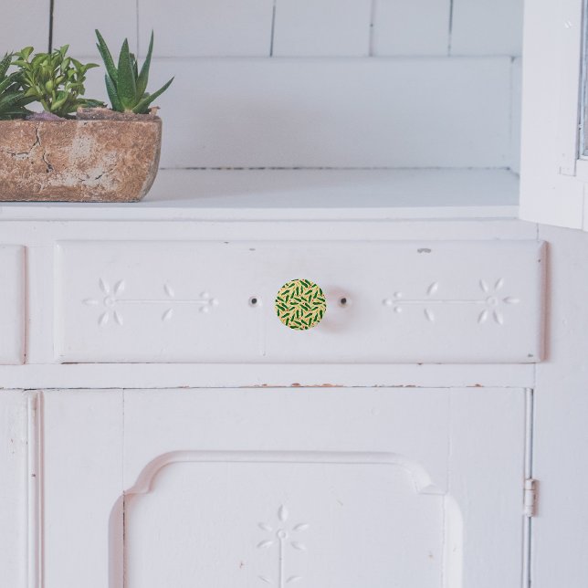 Fiesta Roligt Grönt Chile Mönster Knopp (Skapare uppladdad)