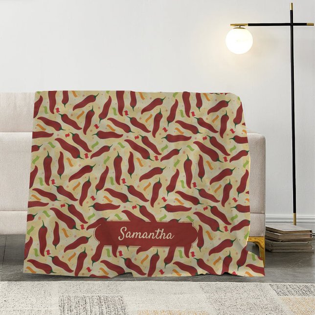 Fiesta Roligt Red Chile Mönster Fleecefilt (Skapare uppladdad)