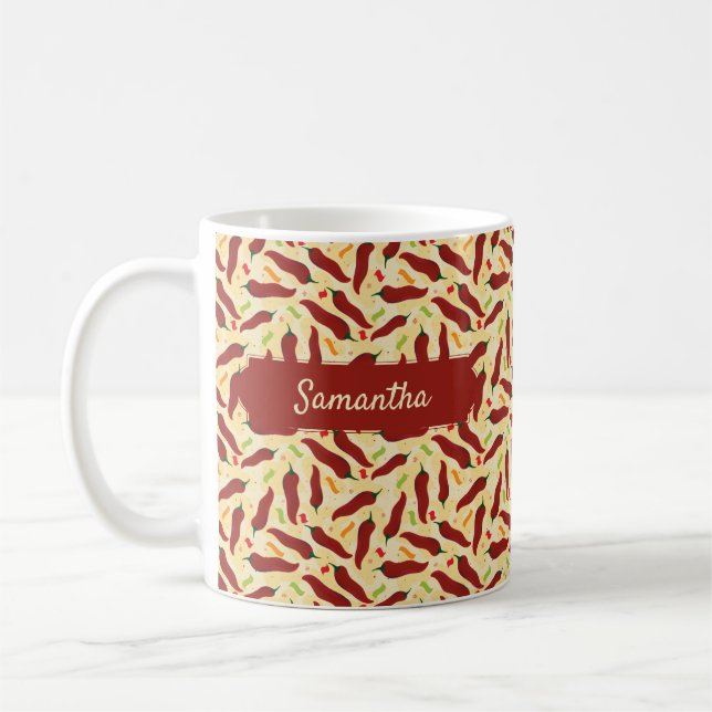 Fiesta Roligt Red Chile Mönster Kaffemugg (Vänster)