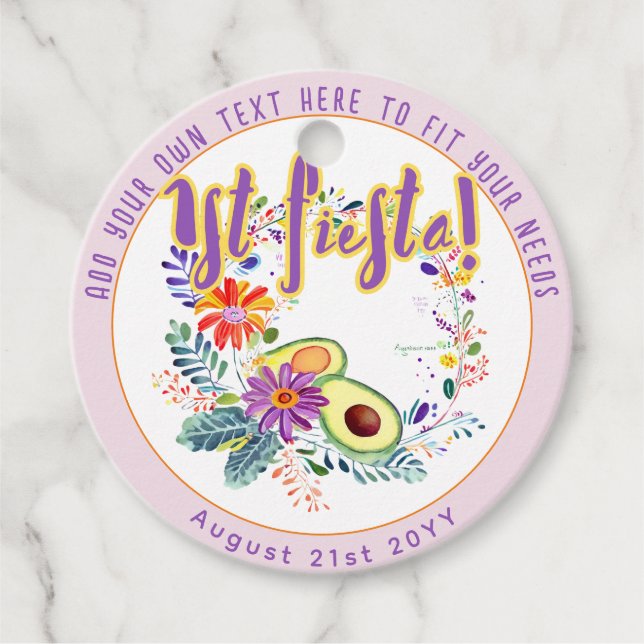 FIESTA Rosa Avokado Folkart Blommor Anpassad Gåvor Etiketter (Framsida)