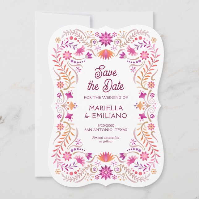 Fiesta Rosa Quinceañera Bröllop spara datum Datumet (Framsida)