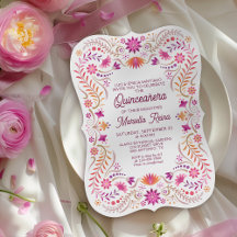 Fiesta Rosa Quinceanera-inbjudan