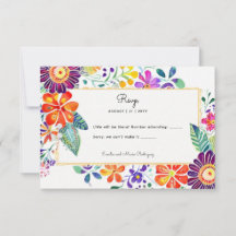 FIESTA RSVP med QR-kod Folkart Blommor