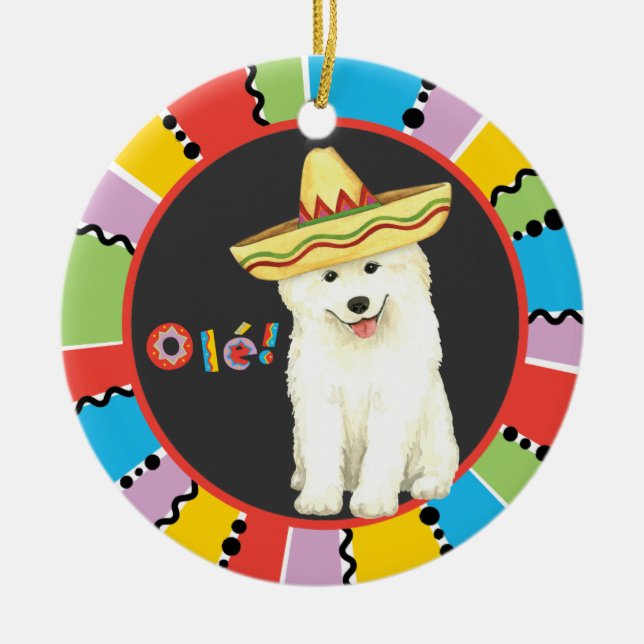 Fiesta Samoyed Ceramic Ornament (Framsidan)