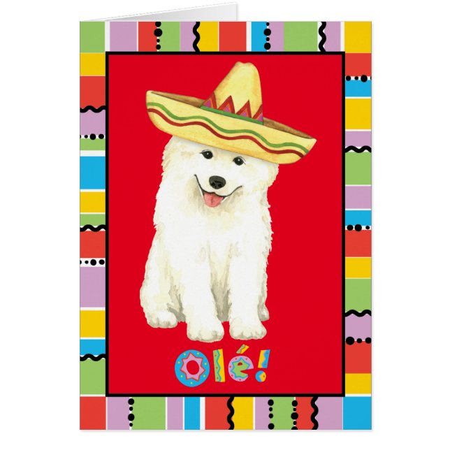 Fiesta Samoyed Greeting Card OBS Kort (Framsidan)
