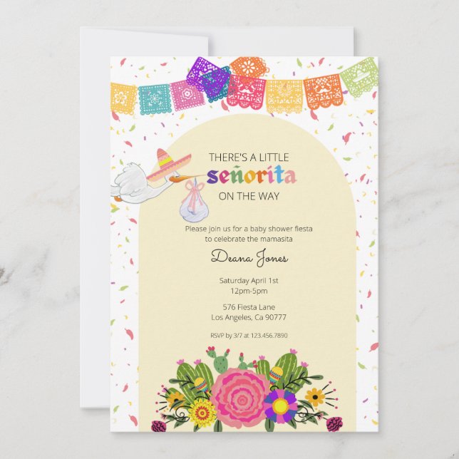 Fiesta Senorita Baby Shower-inbjudan Inbjudningar (Framsida)