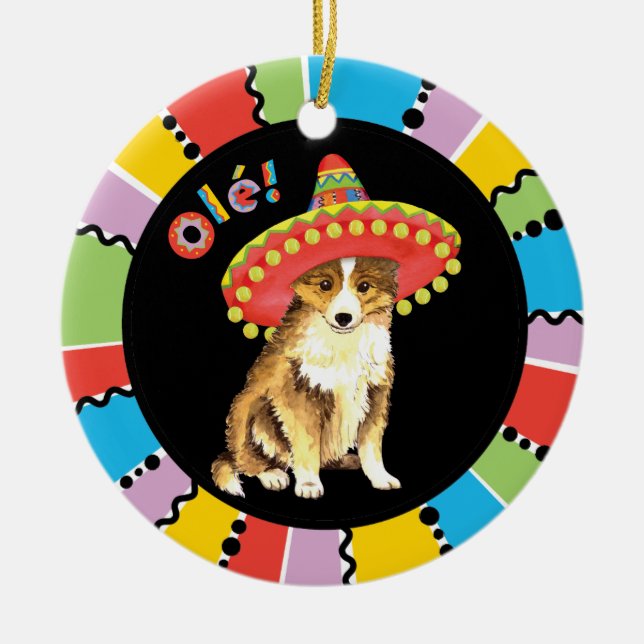 Fiesta Sheltie Julgransprydnad Keramik (Framsidan)