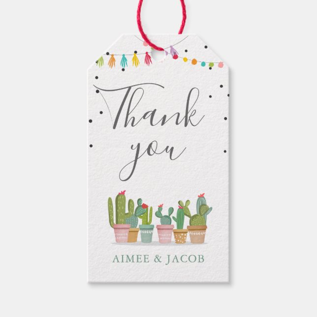Fiesta Shower Mexican Cactus Tack Favor Presentetikett (Framsidan)
