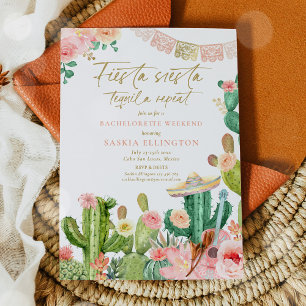 Fiesta Siesta Tequila Repeat Bachelorette Party Inbjudningar