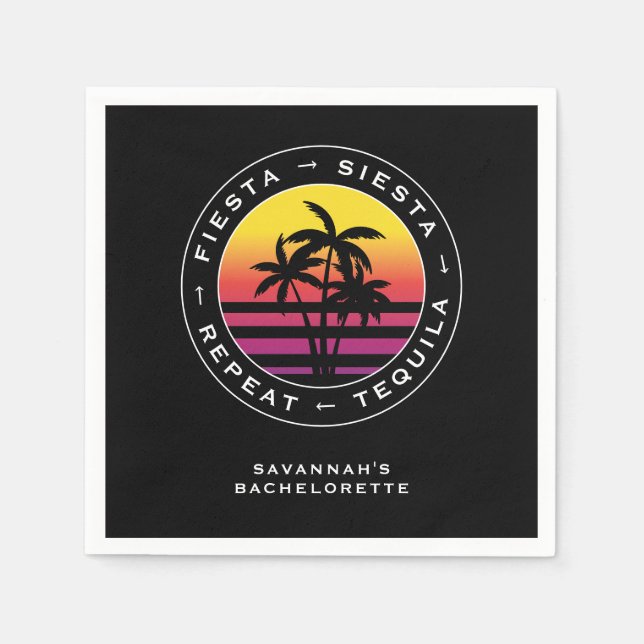 Fiesta Siesta Tequila Repeat Bachelorette Party Pappersservett (Framsidan)