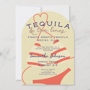 Fiesta Siesta Tequila Tan Linjer Bachelorette Klub Inbjudningar