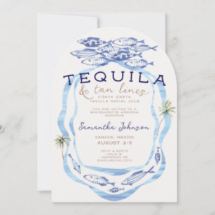 Fiesta Siesta Tequila Tan Linjer Klubb Bachelorett Inbjudningar