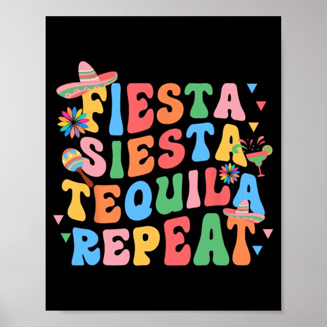 Fiesta Siesta Tequila Upprepa Brudtärna Sällskap B Poster (Framsidan)