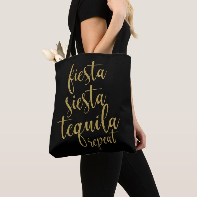 Fiesta Siesta Tequila Upprepa Glitter Möhippa Tygkasse (Närbild)