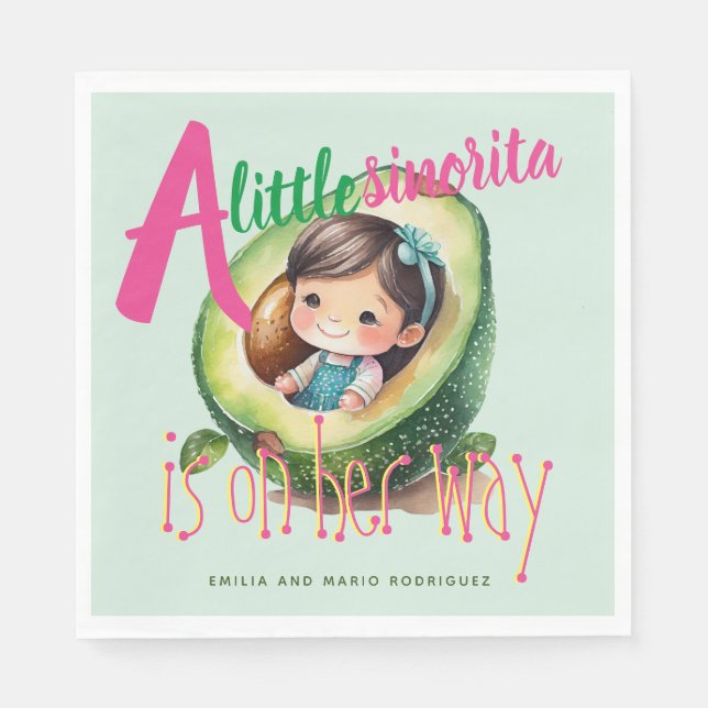 Fiesta Sinorita Flicka Shower Partyware Mint Pappersservett (Framsidan)