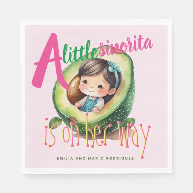 Fiesta Sinorita Flicka Shower Partyware Rosa Pappersservett (Framsidan)