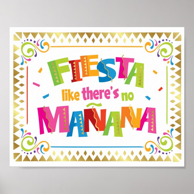 FIESTA SOM DET INTE FINNS NÅGON MANANA Party-Skriv Poster (Framsidan)