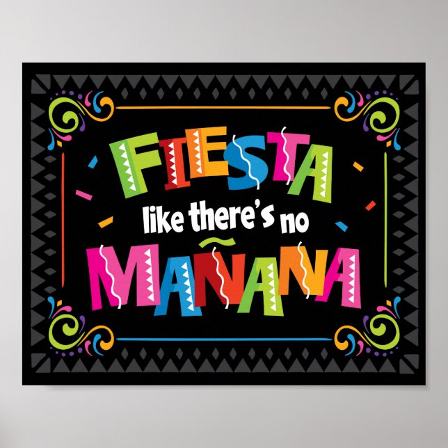 FIESTA SOM DET INTE FINNS NÅGON MANANA Party-Skriv Poster (Framsidan)