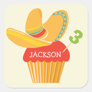 Fiesta Sombrero Cuptårta Personlig Sticker Fyrkantigt Klistermärke