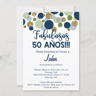 Fiesta sorpresa, manlig födelsedagsinbjudan. inbjudningar