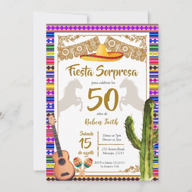 Fiesta Sorpresa Mexican Charro Birthday-inbjudan Inbjudningar (Framsida)