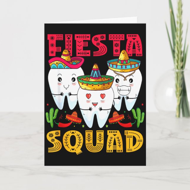 Fiesta Squad Cinco De Mayo Tandläkare Mexikansk Fe Kort (Framsida)