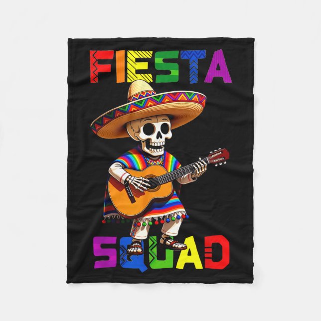 Fiesta-squad-design cinco de mayo skelett hatt fleecefilt (Framsidan)