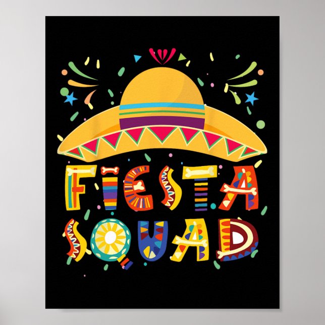 Fiesta Squad Mexico Fiesta Taco Guitar Cinco De Mo Poster (Framsidan)