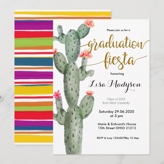 Fiesta Studentfest Inbjudan kort (Fram/baksida)