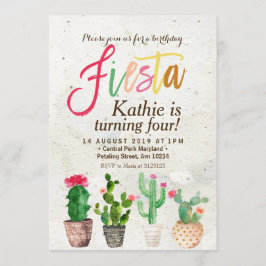 Fiesta Succult Birthday bjudande Inbjudningar