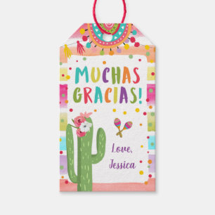 Fiesta Tack Muchas Gracias Favor Presentetikett