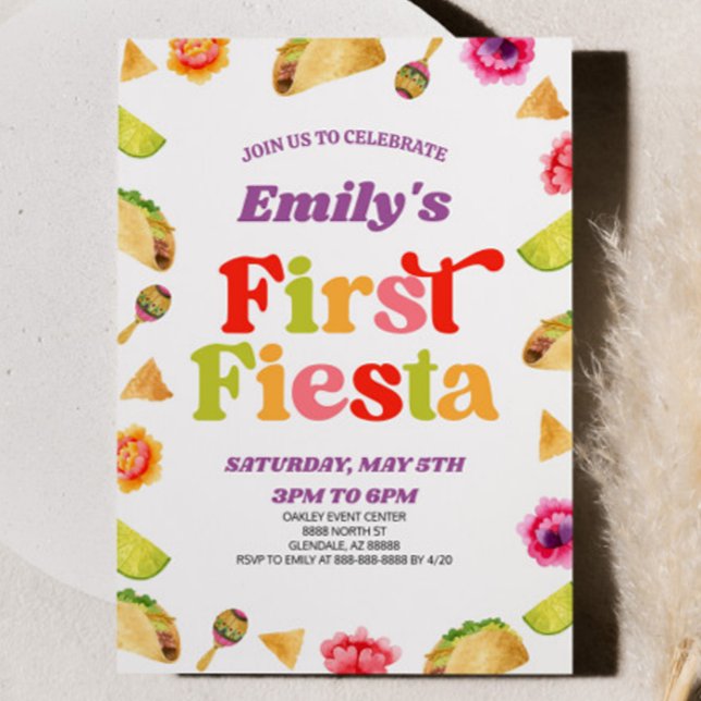 Fiesta Taco 1:a födelsedag Party Inbjudningar (Skapare uppladdad)