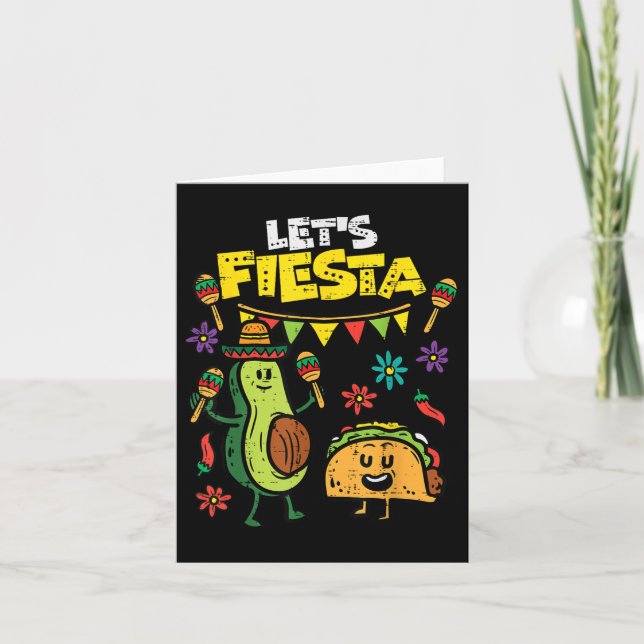 Fiesta Taco Avocado Funny Cinco De Mayo Mexiic Kort (Framsida)
