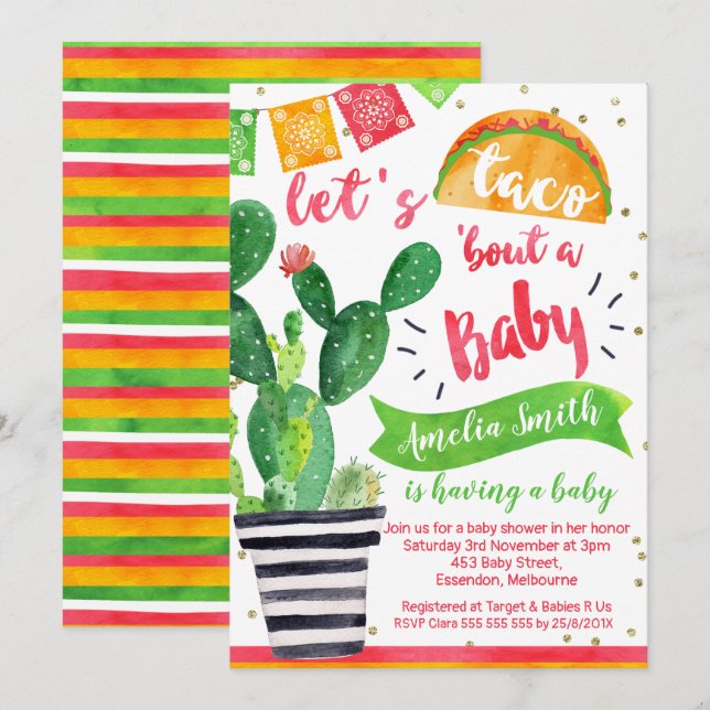 Fiesta Taco Baby Shower-inbjudan Inbjudningar (Fram/baksida)