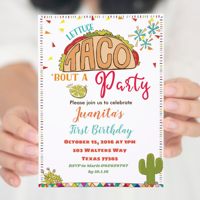 Fiesta Taco Birthday bjudande - könsneutral inbjud Inbjudningar (Skapare uppladdad)
