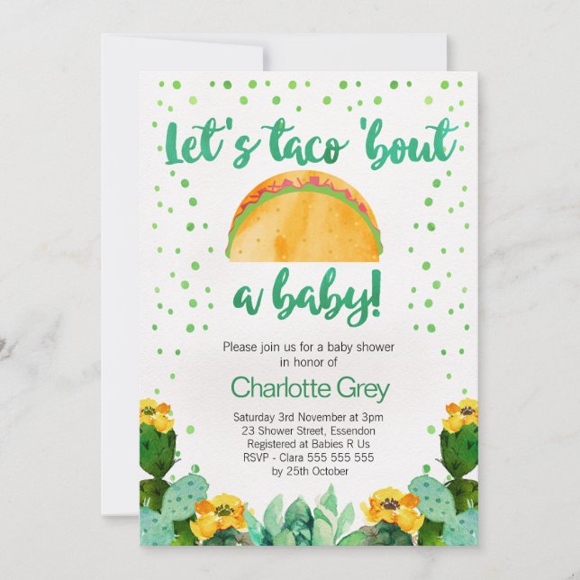 Fiesta Taco "Bout A Baby Baby Shower-inbjudan" Inbjudningar (Framsida)