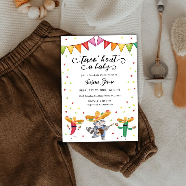 Fiesta Taco 'Bout A Baby Cactus Animal Baby Shower Inbjudningar (Fiesta Taco 'Bout A Baby Cactus Animal Baby Shower Invitation)