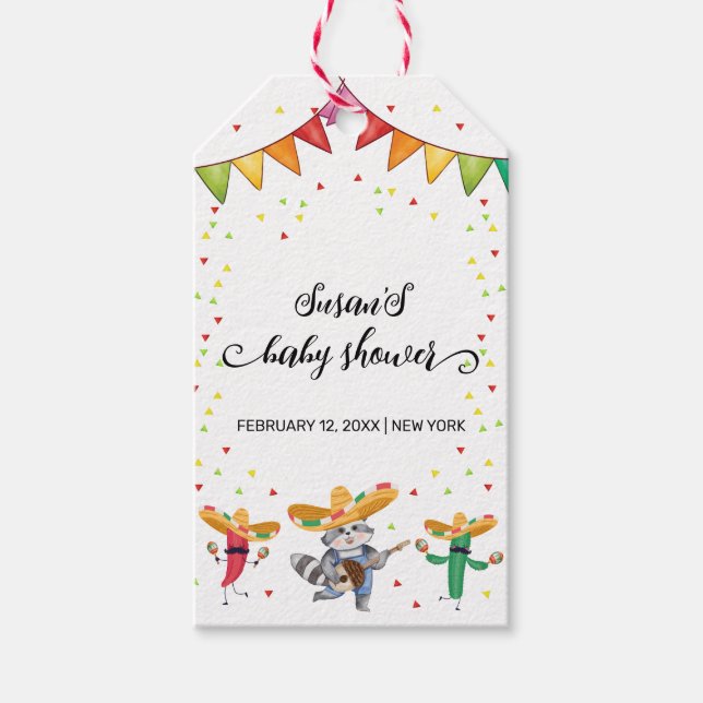 Fiesta Taco 'Bout A Baby Cactus Animal Baby Shower Presentetikett (Framsidan)