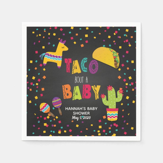 Fiesta Taco Bout a Baby Napkin - Anpassadet Pappersservett (Framsidan)