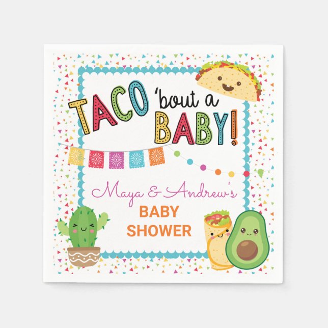 Fiesta Taco Bout A Baby Shower Pappersservett (Framsidan)