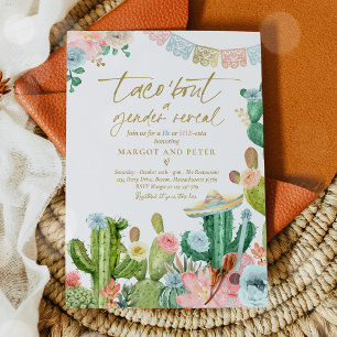 Fiesta Taco "Bout A Gender Reveal Cactus Party Inbjudningar