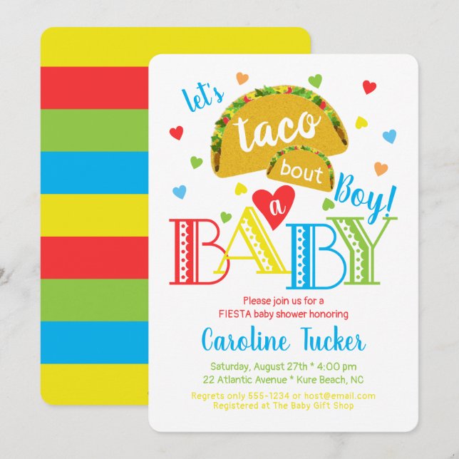 Fiesta Taco Bout a Pojke Shower-inbjudan Inbjudningar (Fram/baksida)