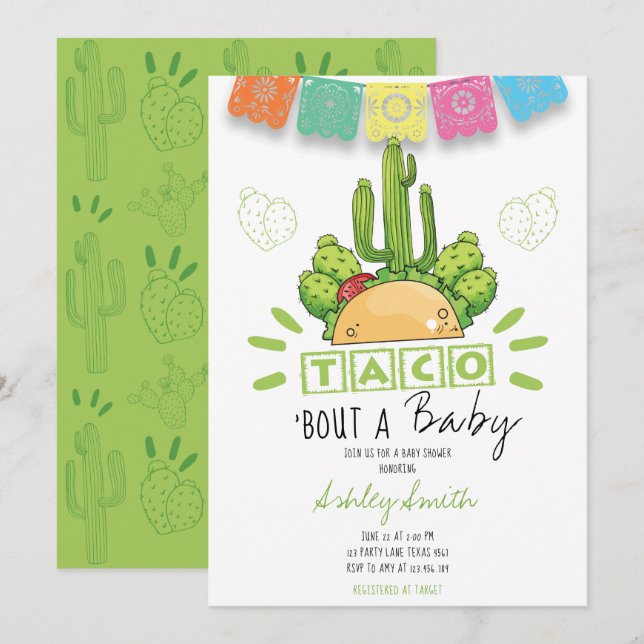 Fiesta Taco "Bout Baby Inbjudningar (Fram/baksida)