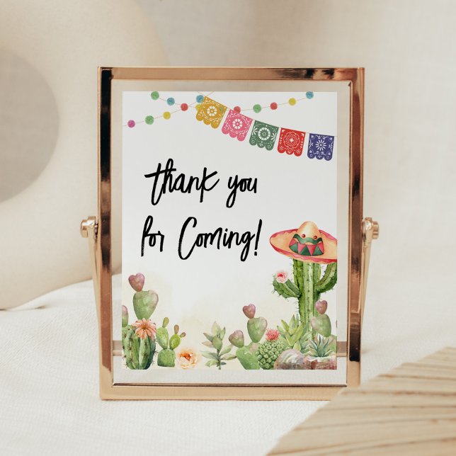 Fiesta Taco "Bout Baby Shower Tack för att du kom Poster (Cinco De Mayo Taco Bout Baby Shower Thank you for Coming Sign)